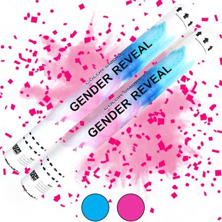 Gender Reveal Combo Confetti & Smoke Cannons 45cm