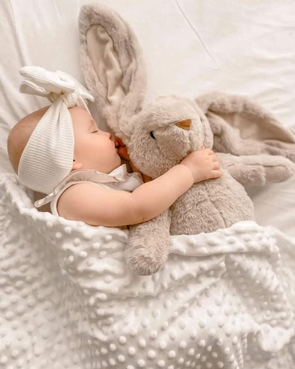 Baby cuddling Clover heartbeat bunny — Baby Beats Australia